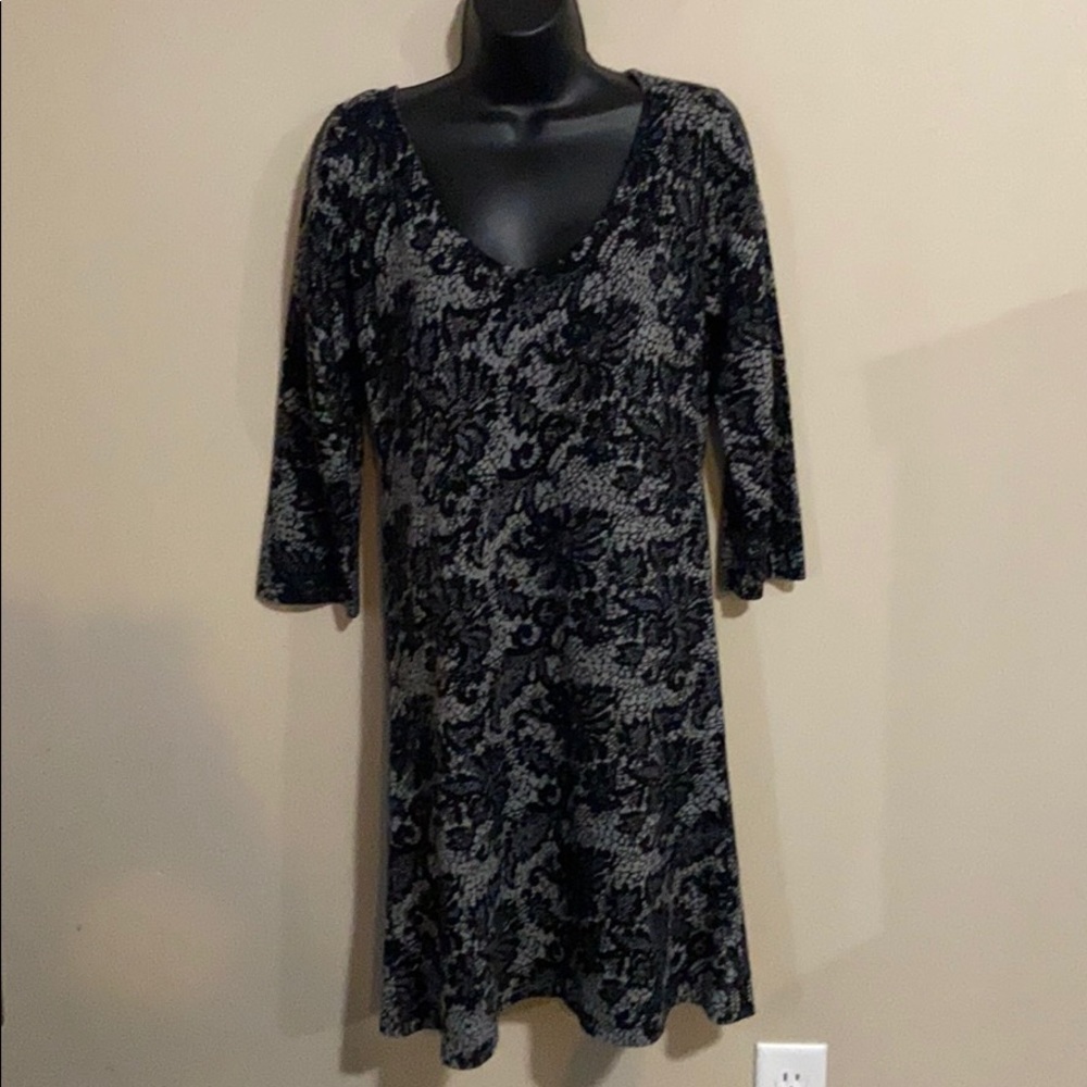 Soft Surrounding Black Grey Knit Dress Medium - image 1